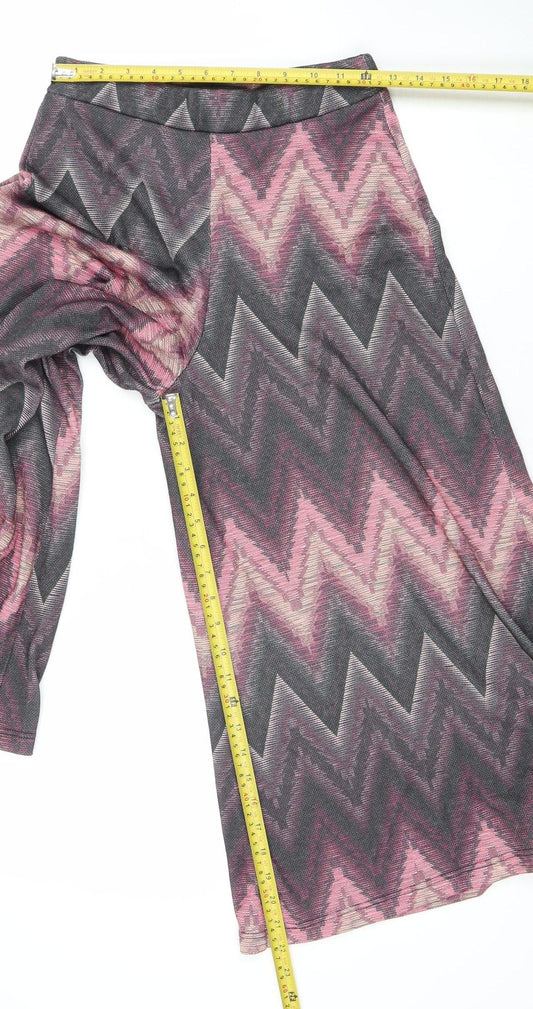JelisJelis Women's Multicoloured Wide-Leg Geometric Knit Trousers Size U