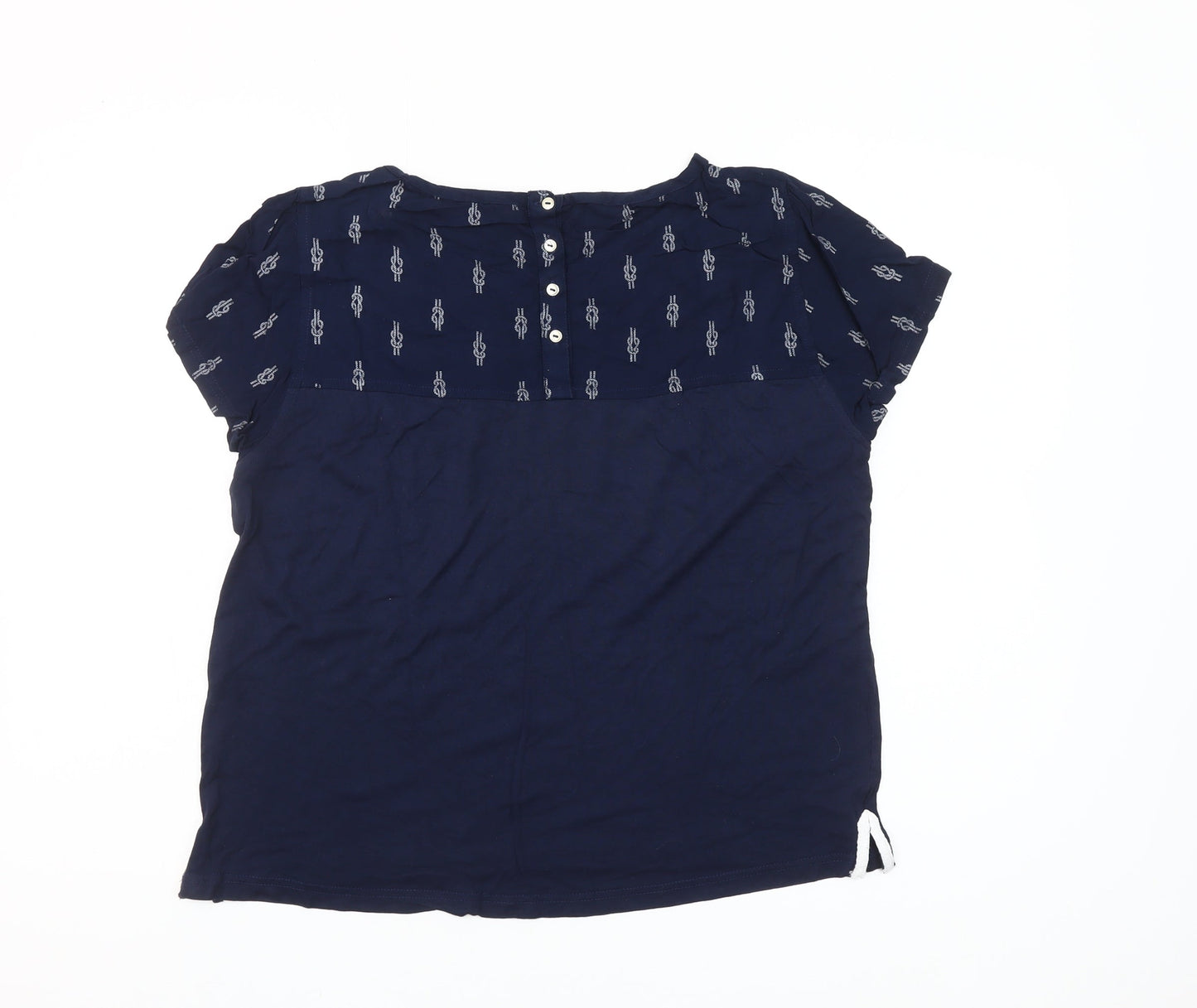 Regatta Womens Blue Cotton Blouse Size 14 Short Sleeve Button Detail