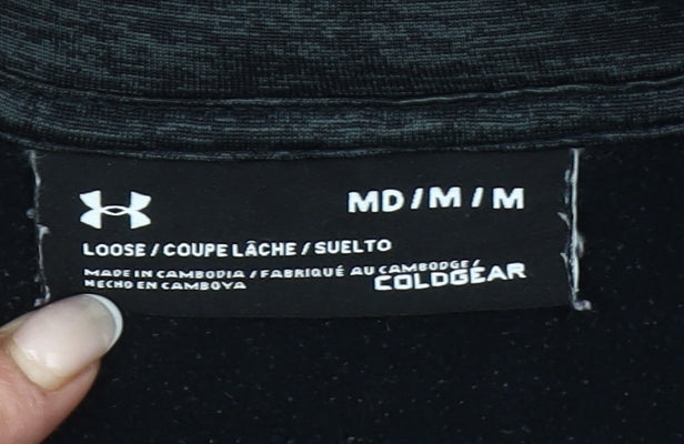 Under Armour Men Black Medium ColdGear 1/2 Zip Sweatshirt Relaxed Fit