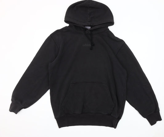 Adidas Mens Black Pullover Hoodie Small Logo Sportswear Sweatshirt
