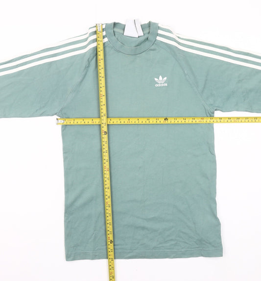 Adidas Men's Green XS Long Sleeve Crew Neck Cotton T-Shirt