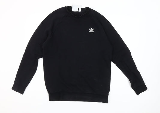 Adidas Mens Black Small Sweatshirt Pullover Crew Neck Logo Sportswear