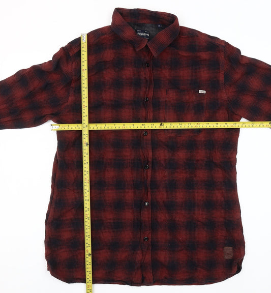 Jack & Jones Men's Red Plaid Flannel Shirt XL Long Sleeve Casual