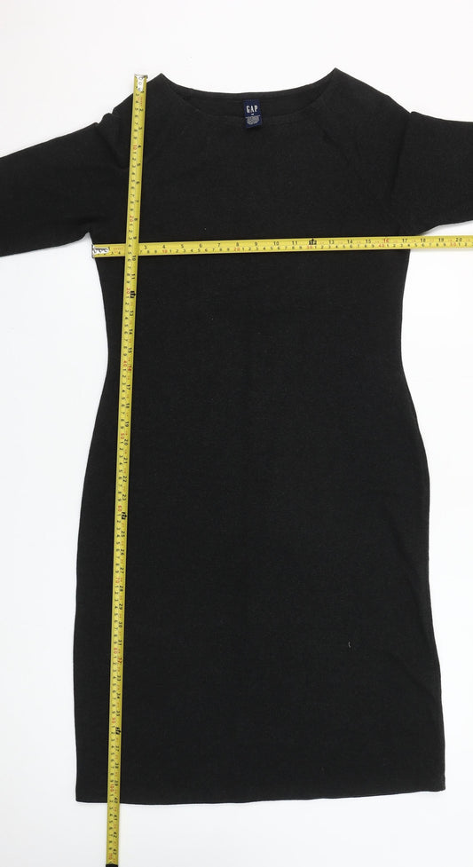 GAP Women’s Black Sheath Knee Length Dress Size M 3/4 Sleeve