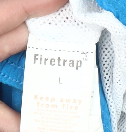 Firetrap Men Blue L Swim Shorts Elastic Waist Quick Dry