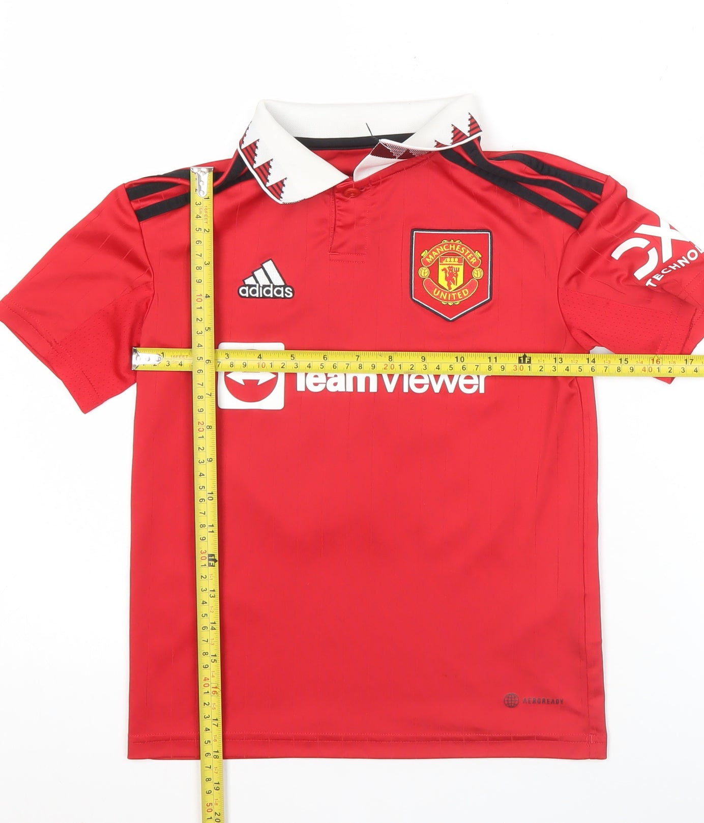 Adidas Boys Red Manchester United Football Polo Jersey 9-10 Years