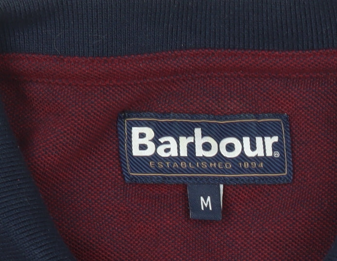 Barbour Men’s Red Polo Shirt Size M Short Sleeve Cotton Casual