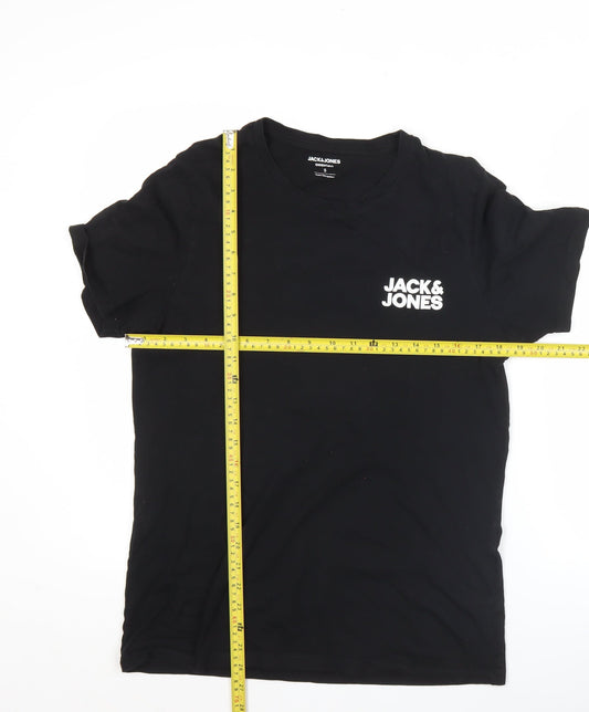 Jack & Jones Men's Black Small Crew Neck Cotton T-Shirt