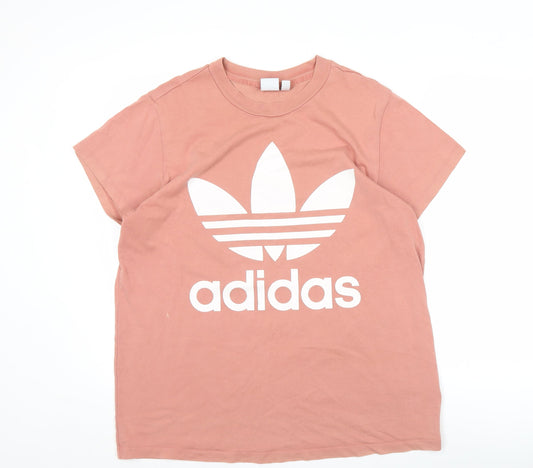 Adidas Womens Pink T-Shirt L Short Sleeve 100% Cotton Casual