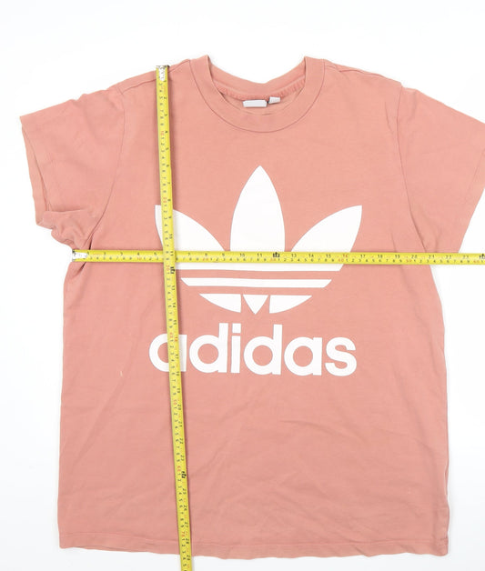 Adidas Womens Pink T-Shirt L Short Sleeve 100% Cotton Casual