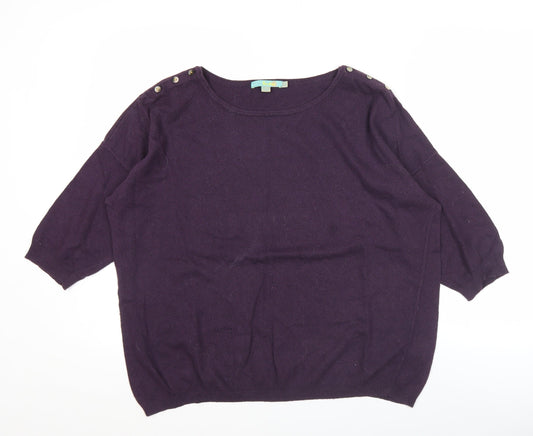 Boden Womens Purple Boat Neck 3/4 Sleeve Pullover Jumper Size 10