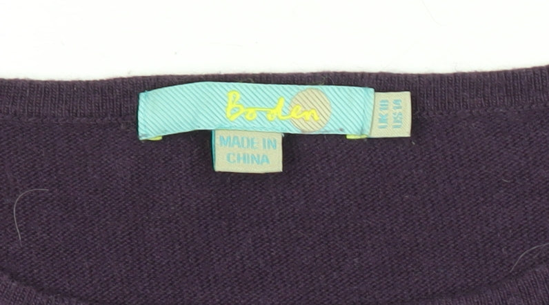 Boden Womens Purple Boat Neck 3/4 Sleeve Pullover Jumper Size 10