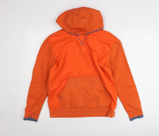 Adidas Men’s Orange Pullover Hoodie Size L Sports Fleece