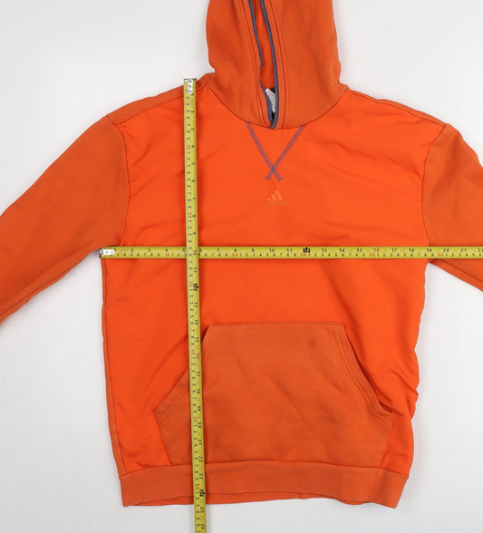 Adidas Men’s Orange Pullover Hoodie Size L Sports Fleece