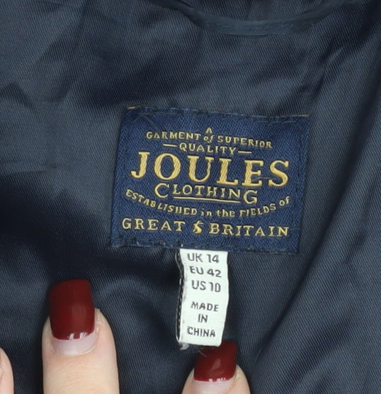 Joules Womens Blue Size 14 Long Puffer Coat Jacket Winter Travel