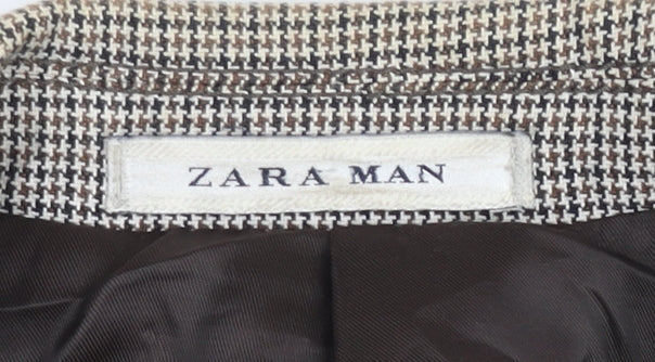 Additional view of Zara Man Men’s Grey Check Blazer Jacket, size 42, Regular Notch Lapel