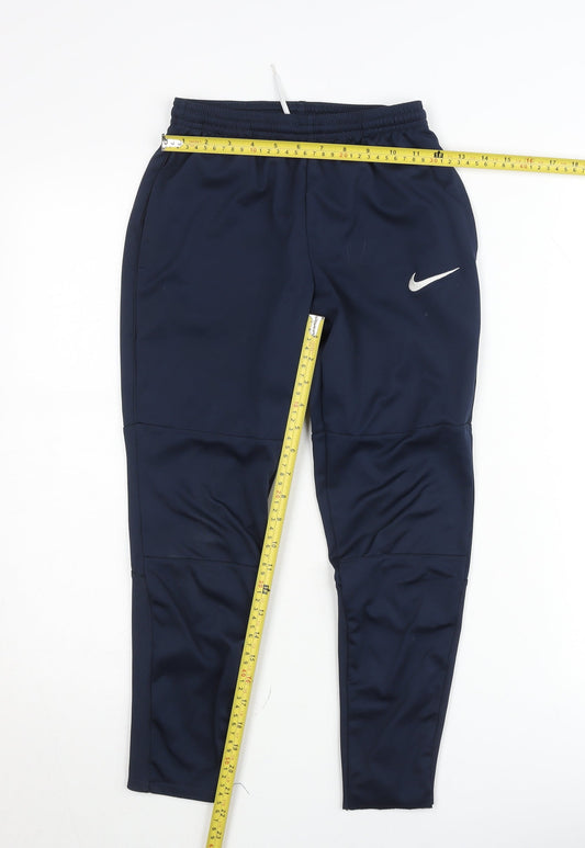 Nike Boys Blue Dri-FIT Track Pants 13-14 Yrs Tapered Sportswear