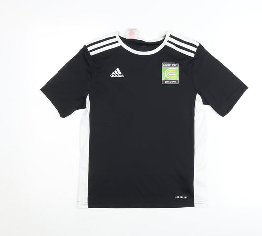 Adidas Boys Black 11-12Y Football Training T-Shirt Aeroready Sportswear