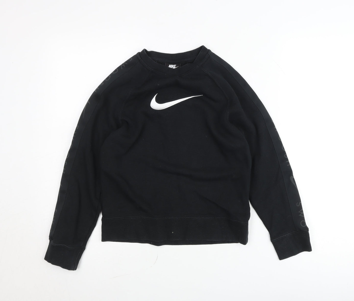 Nike Boys Black Pullover Jumper 11-12 Years Crew Neck Graphic Sportswear