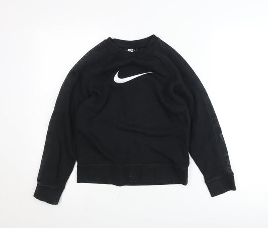 Nike Boys Black Pullover Jumper 11-12 Years Crew Neck Graphic Sportswear