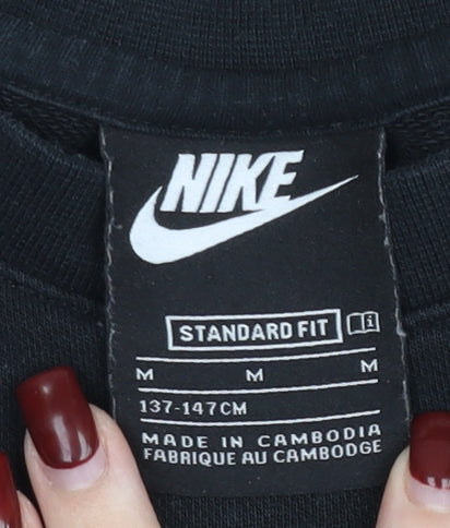 Nike Boys Black Pullover Jumper 11-12 Years Crew Neck Graphic Sportswear