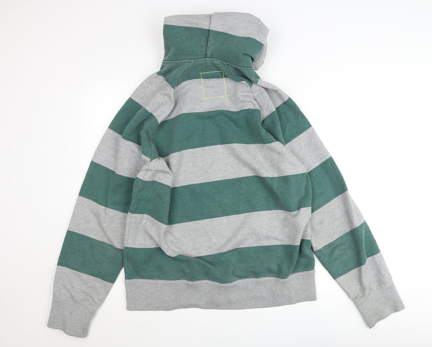 Fat Face Men’s Green Grey Striped Full Zip Hoodie Jumper L
