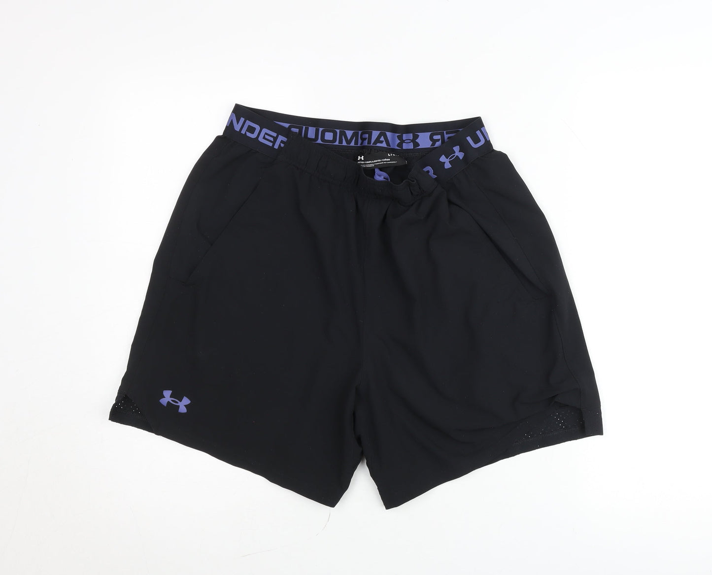 Under Armour Men Black L Sweat Shorts Elastic Waist Sportswear