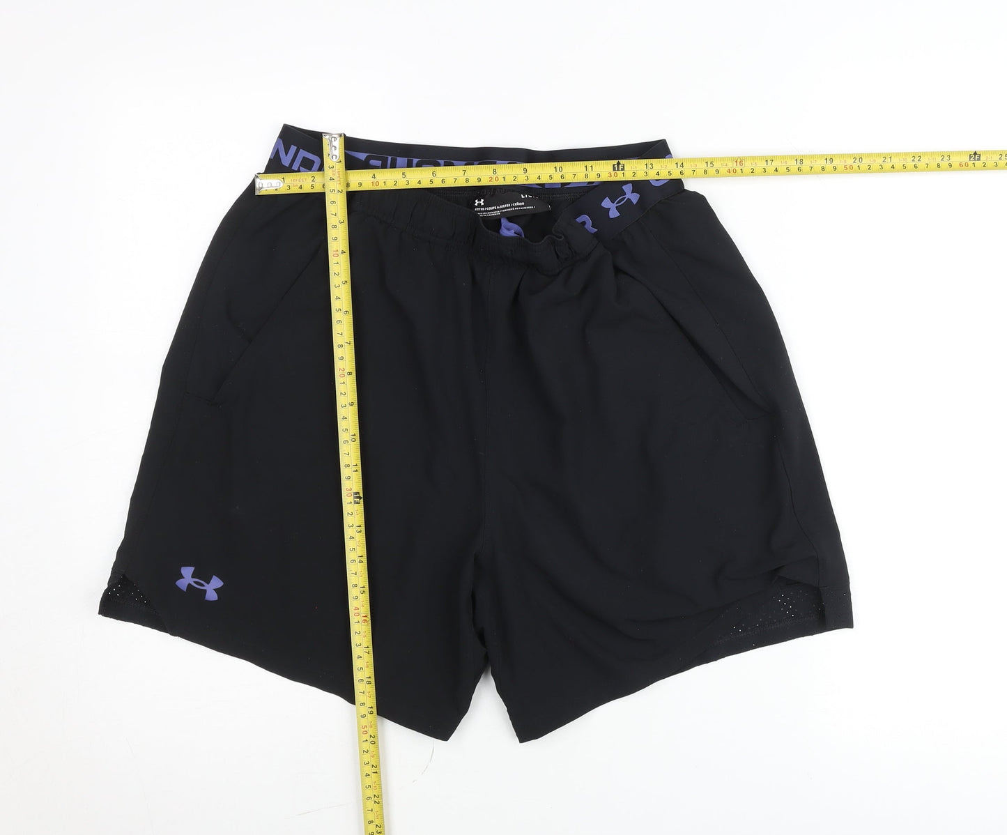 Under Armour Men Black L Sweat Shorts Elastic Waist Sportswear