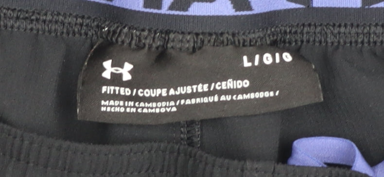 Under Armour Men Black L Sweat Shorts Elastic Waist Sportswear