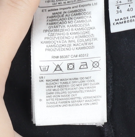 Adidas Girls Black Ankle Leggings Size 8Y Side Stripe Cotton Stretch