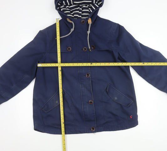 Joules Womens Blue Hooded Waterproof Rain Jacket Coat Size 16