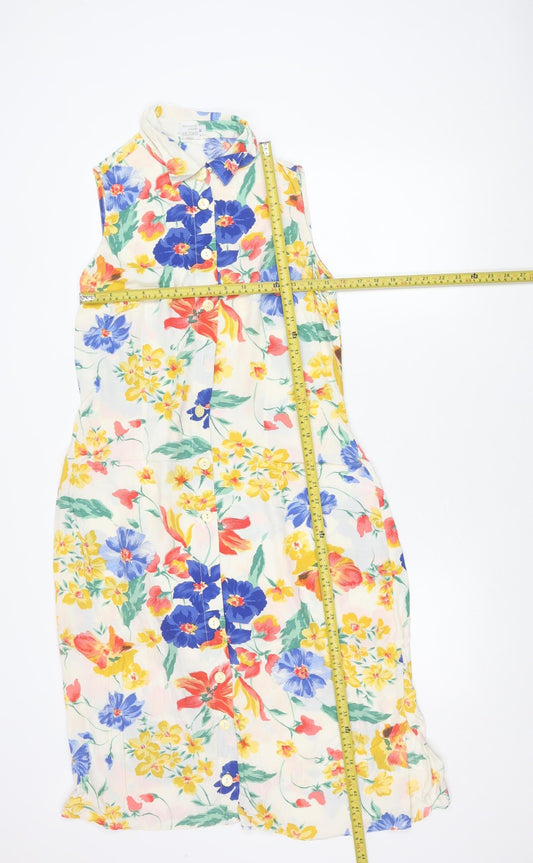 JH Special Womens Multicoloured Floral Shirt Dress Size 12 Viscose Vintage
