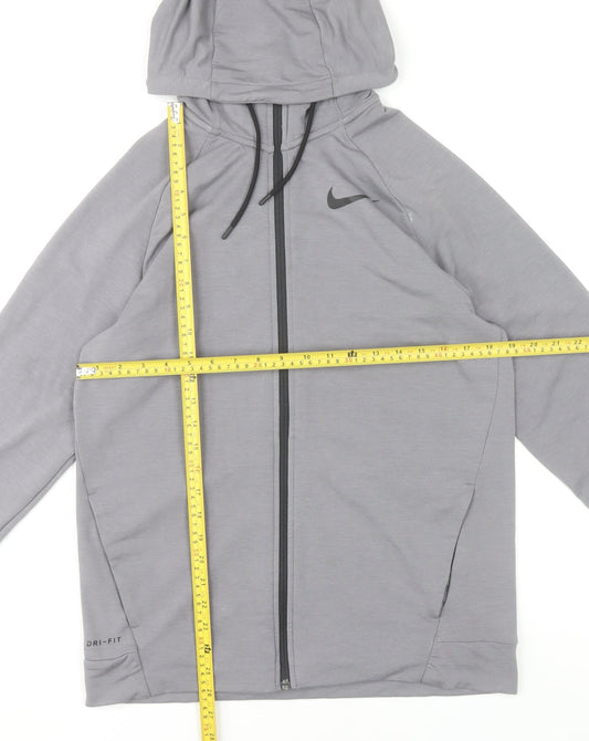 Nike Men's Grey Dri-FIT Full Zip Hoodie Size M Lightweight Sportswear