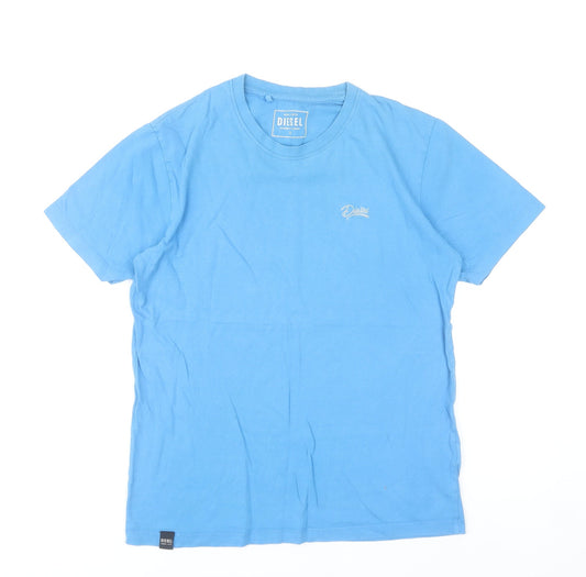 Diesel Mens Blue Crew Neck Cotton Short Sleeve T-Shirt Size S