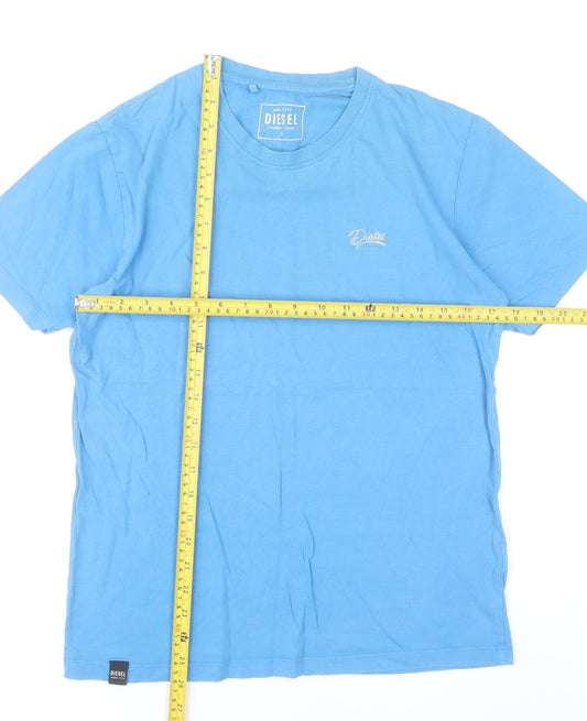 Diesel Mens Blue Crew Neck Cotton Short Sleeve T-Shirt Size S