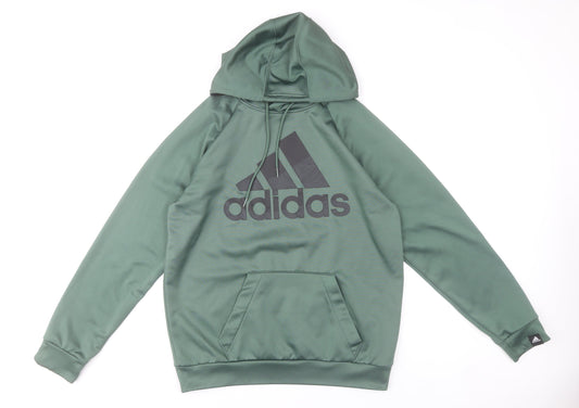 Adidas Men’s Green Pullover Hoodie Size M Sports Training Jumper