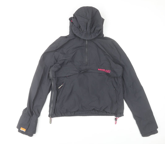 Superdry Women’s Black Windbreaker Jacket M Hooded Outdoor Sports