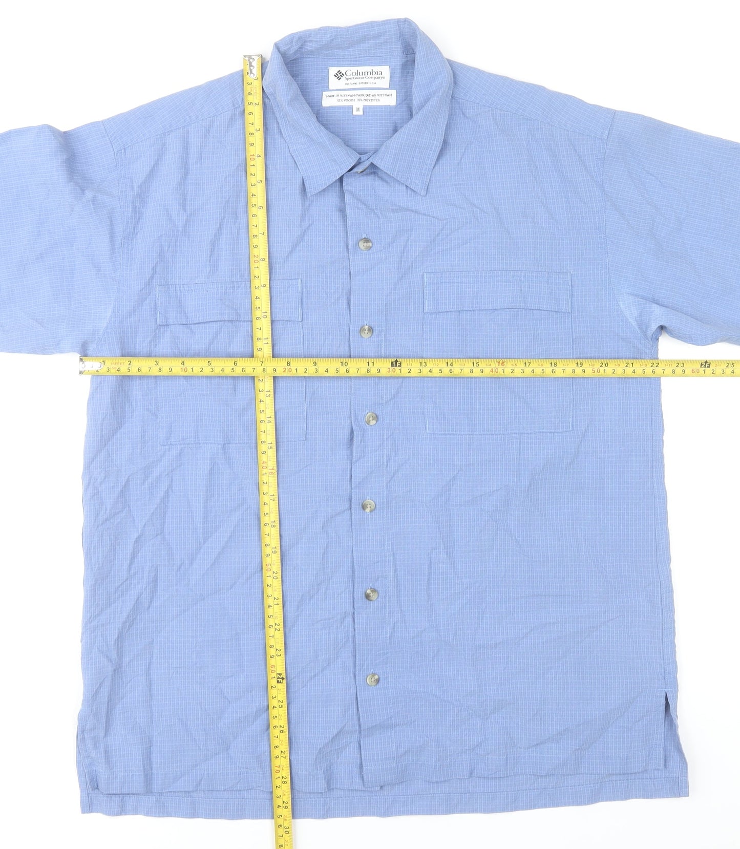 Columbia Men’s Blue Short Sleeve Button-Up Shirt Size M Casual Summer