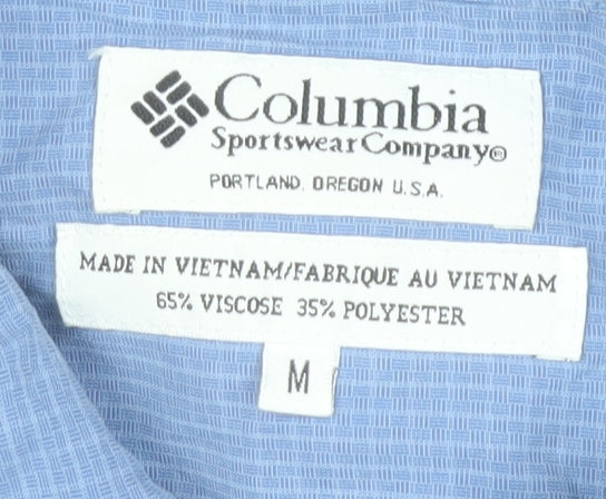 Columbia Men’s Blue Short Sleeve Button-Up Shirt Size M Casual Summer