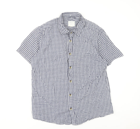 Mountain Warehouse Men's Blue Check Cotton Short Sleeve Shirt L