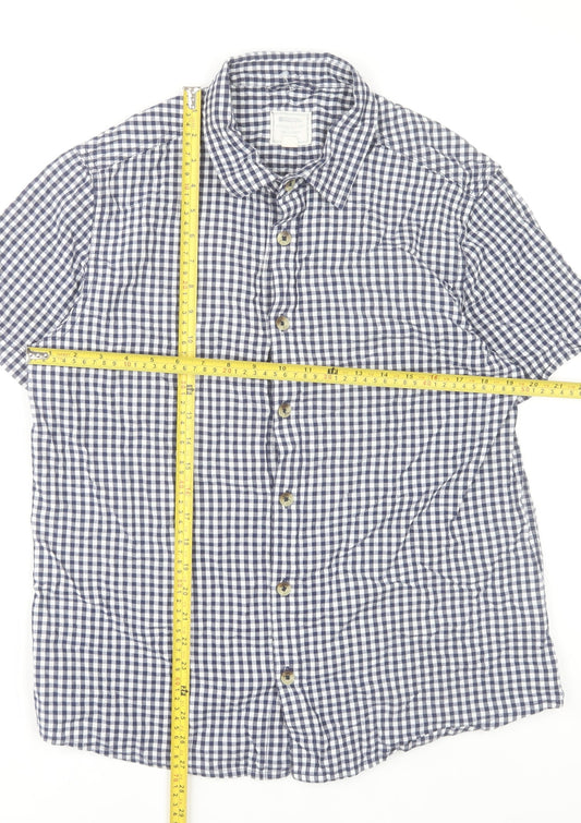 Mountain Warehouse Men's Blue Check Cotton Short Sleeve Shirt L