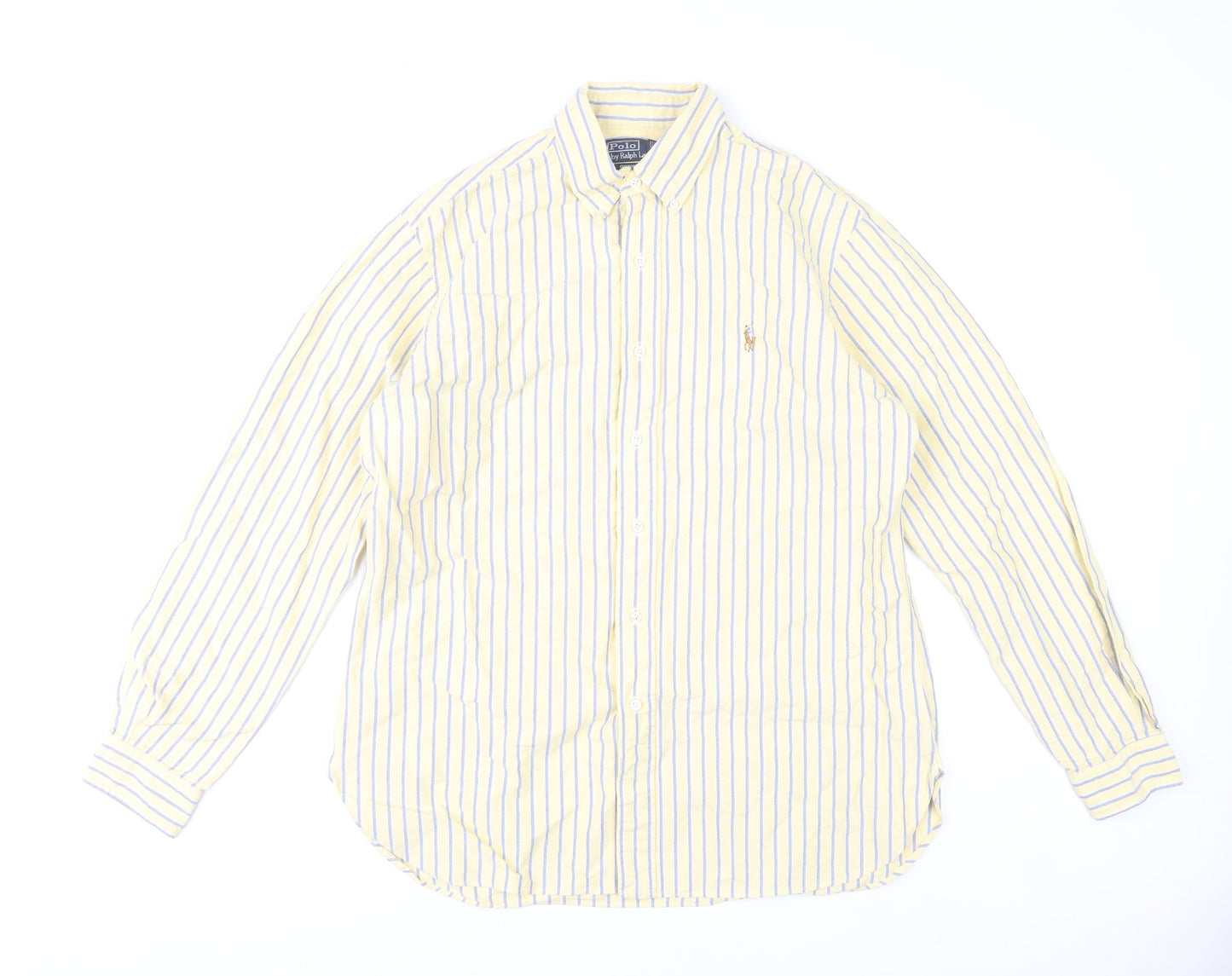 Ralph Lauren Men’s Yellow Striped Cotton Button-Up Shirt L