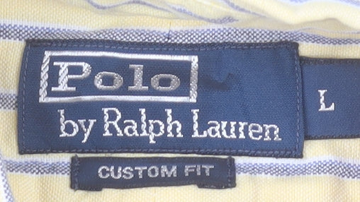 Ralph Lauren Men’s Yellow Striped Cotton Button-Up Shirt L