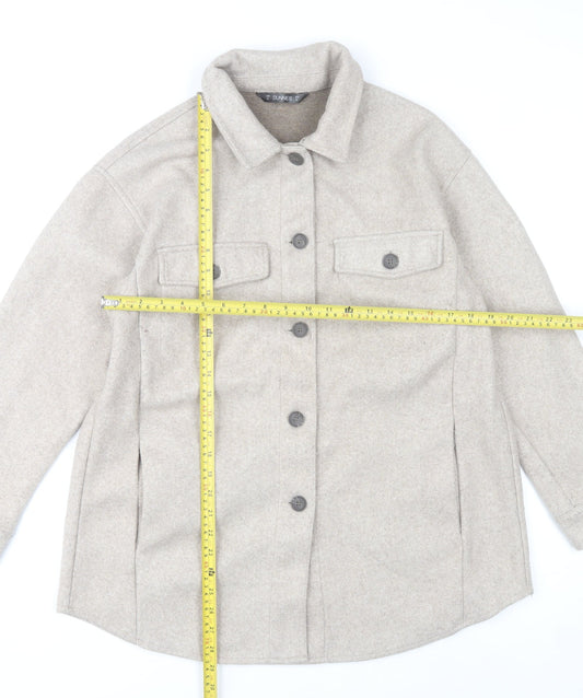 Dunnes Stores Womens Beige Poly Jacket Size 12 Collared Casual