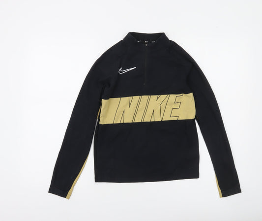 Nike Boys Black & Gold Long Sleeve Dri-FIT 1/4 Zip Activewear Top 11-12Y