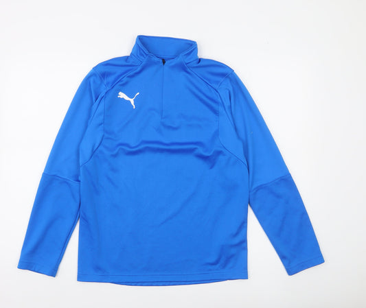 Puma Boys Blue 13-14Y Long Sleeve 1/4 Zip Sports Top