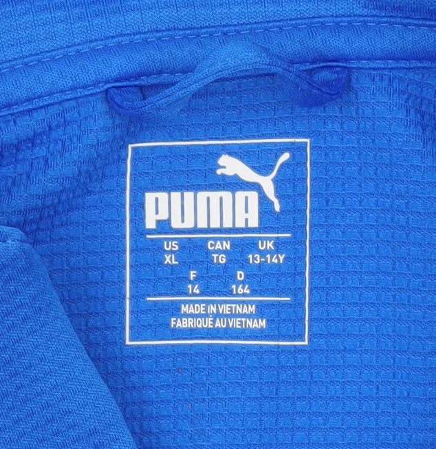 Puma Boys Blue 13-14Y Long Sleeve 1/4 Zip Sports Top