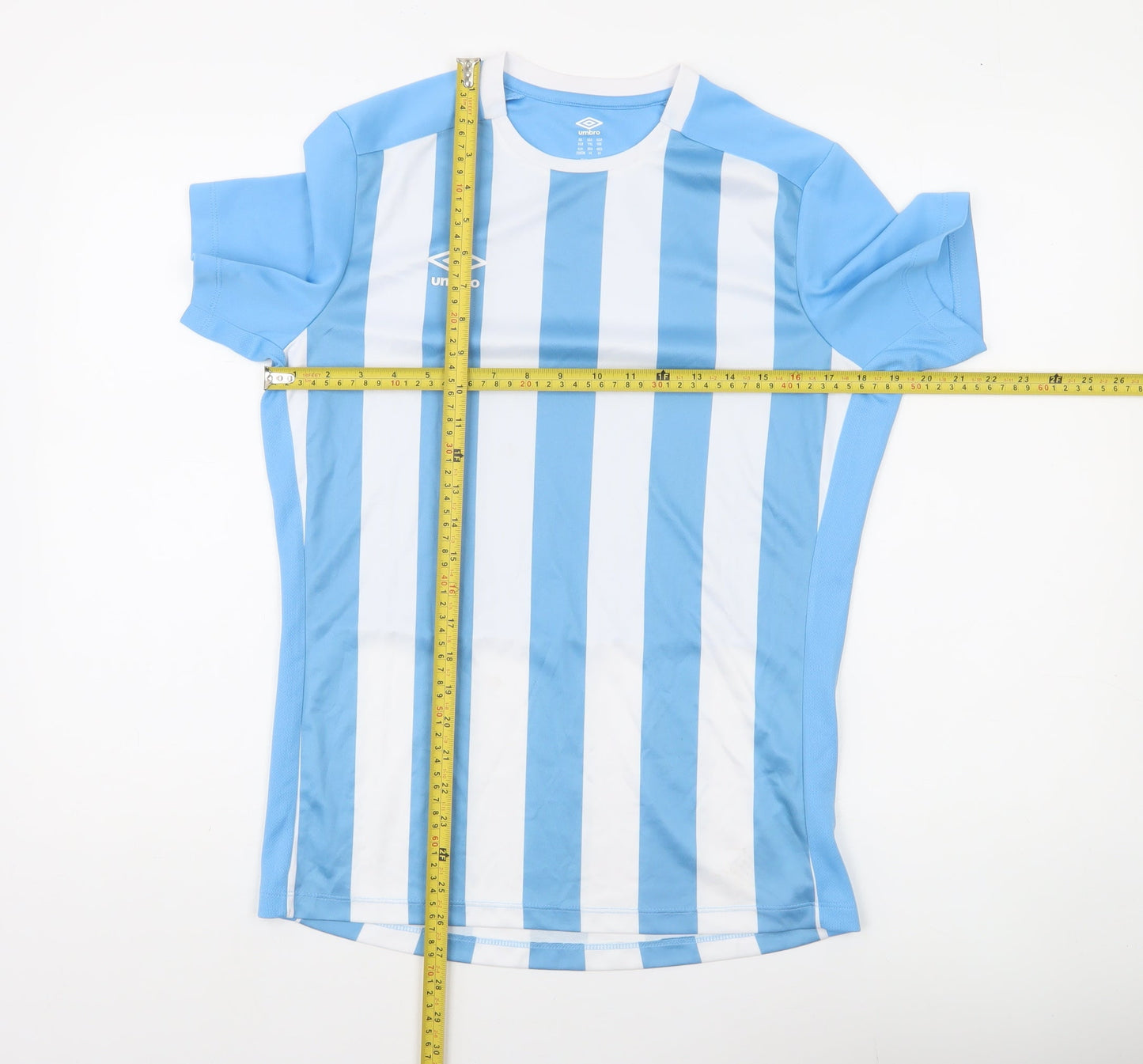 Umbro Boys Blue Striped Football Jersey T-Shirt 14 Years