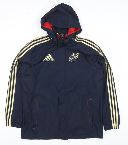 Adidas Teens Blue Waterproof Hooded Sports Jacket Size 164