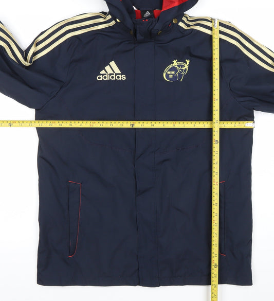 Adidas Teens Blue Waterproof Hooded Sports Jacket Size 164